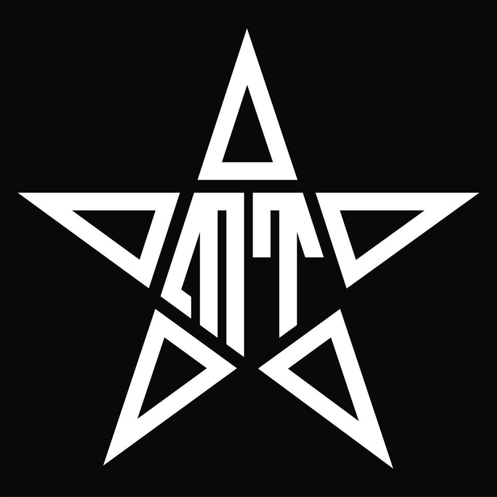 monograma de logotipo mt com modelo de design em forma de estrela vetor