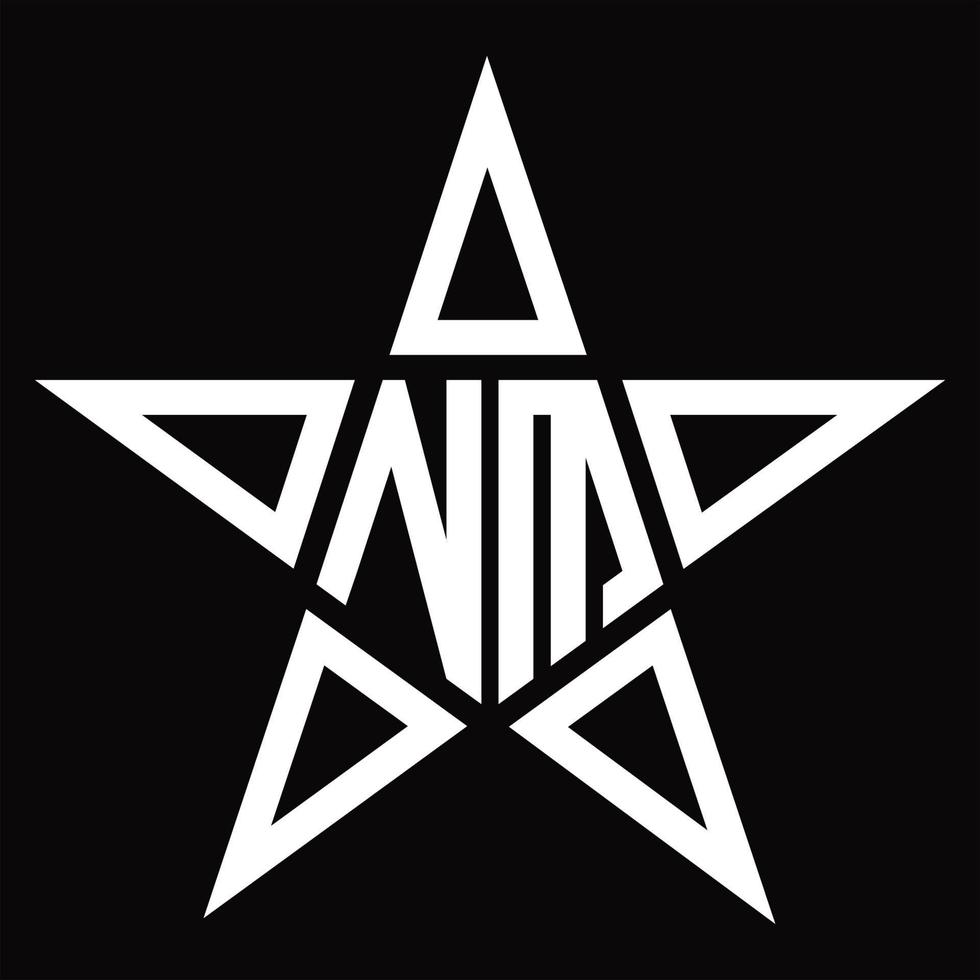 monograma de logotipo nm com modelo de design em forma de estrela vetor