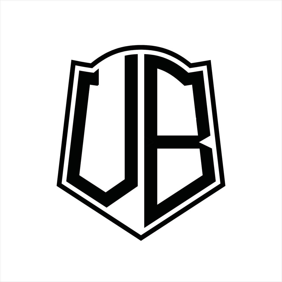monograma de logotipo vb com modelo de design de contorno de forma de escudo vetor