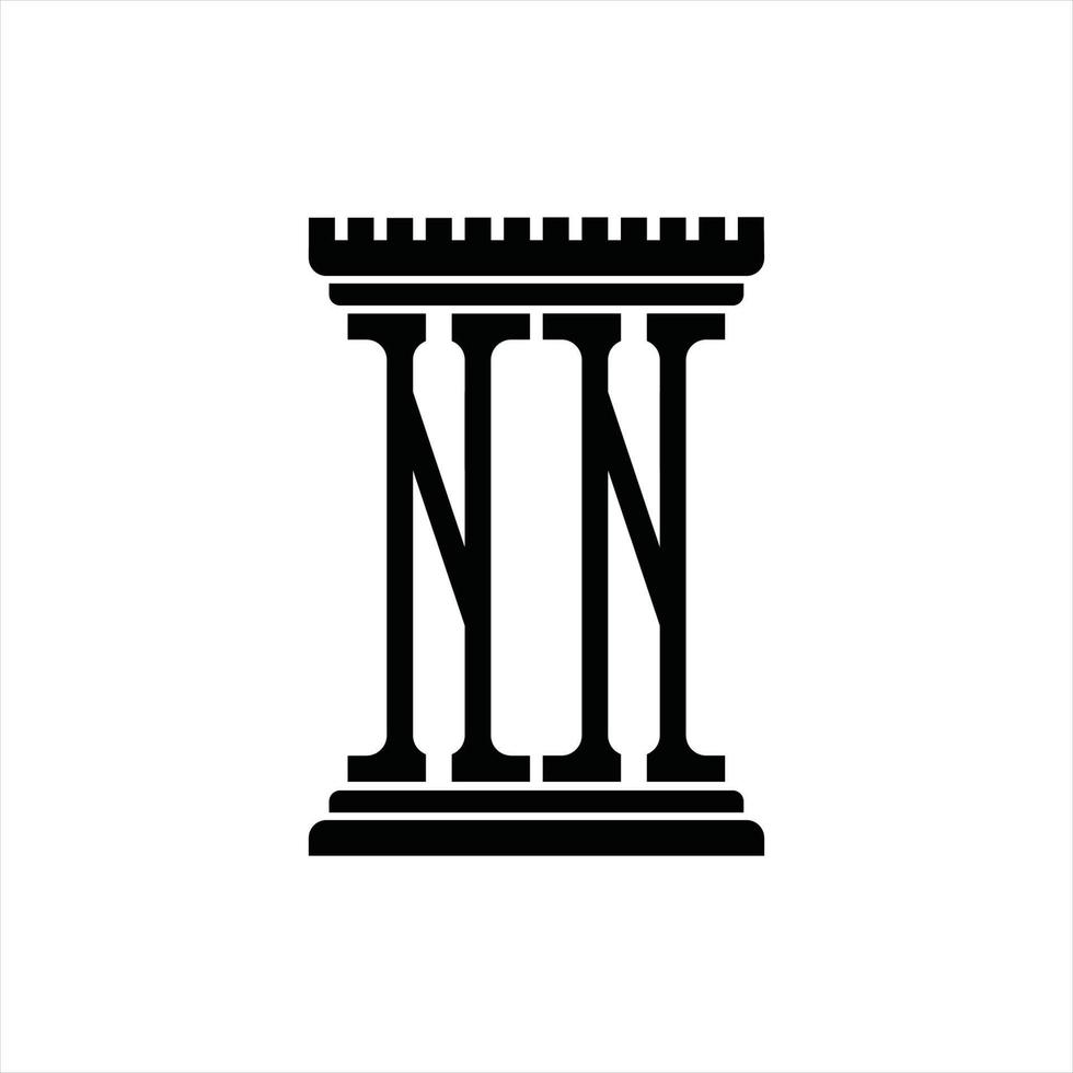 monograma de logotipo nn com modelo de design de forma de pilar vetor