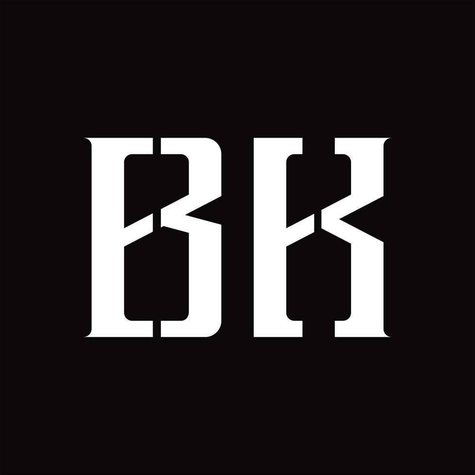 monograma de logotipo bk com modelo de design de fatia média vetor