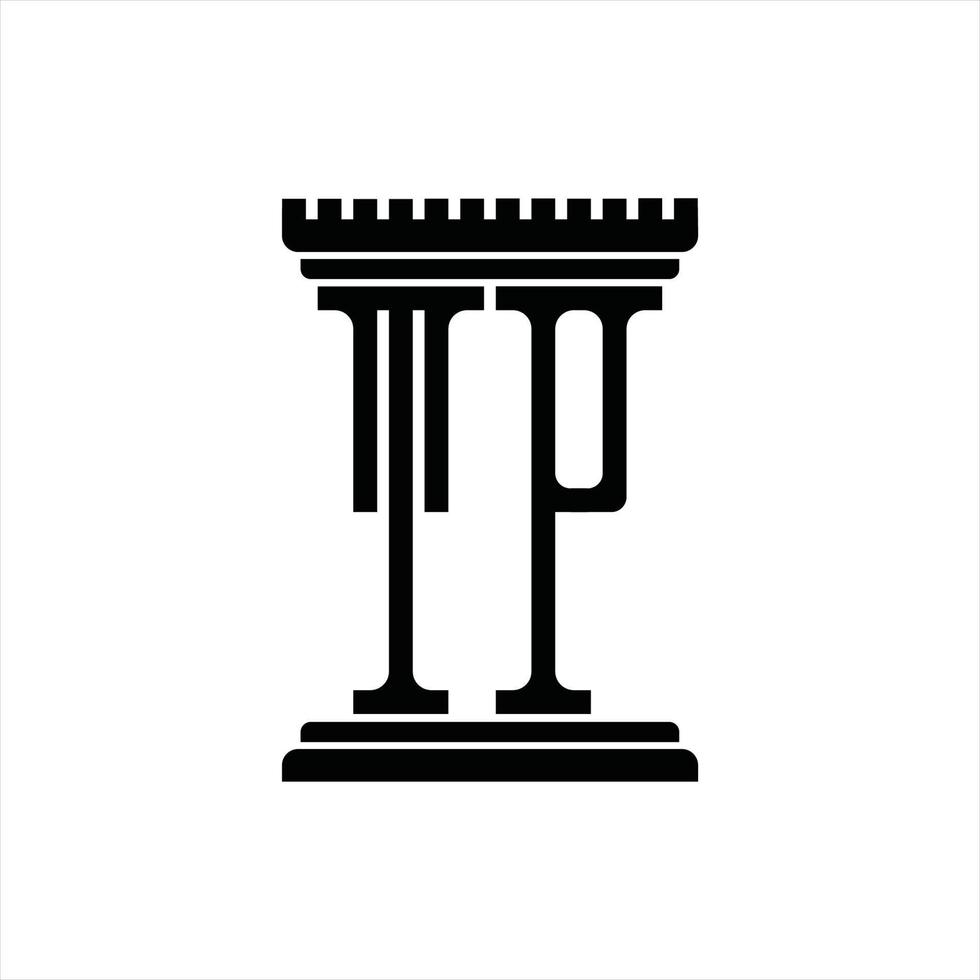 monograma de logotipo tp com modelo de design de forma de pilar vetor