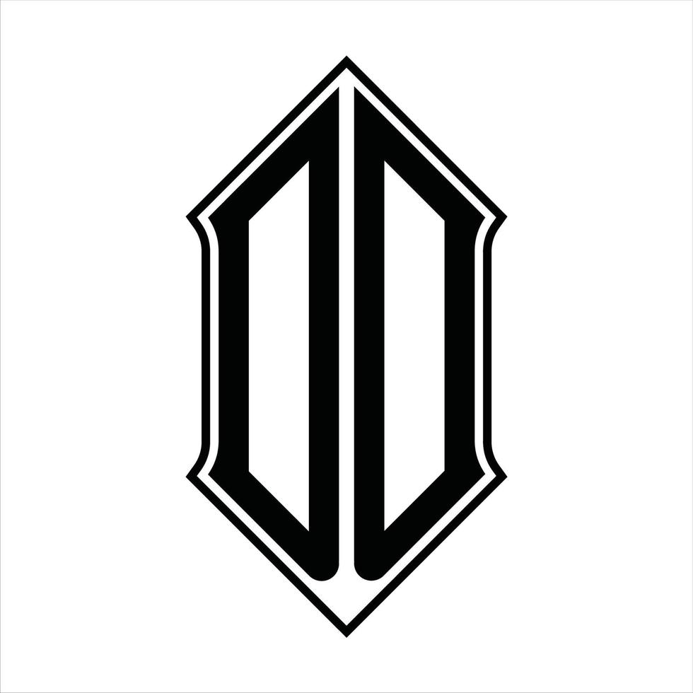 monograma do logotipo dd com formato de escudo e modelo de design de contorno resumo do ícone do vetor