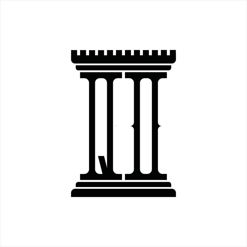 monograma de logotipo qo com modelo de design de forma de pilar vetor