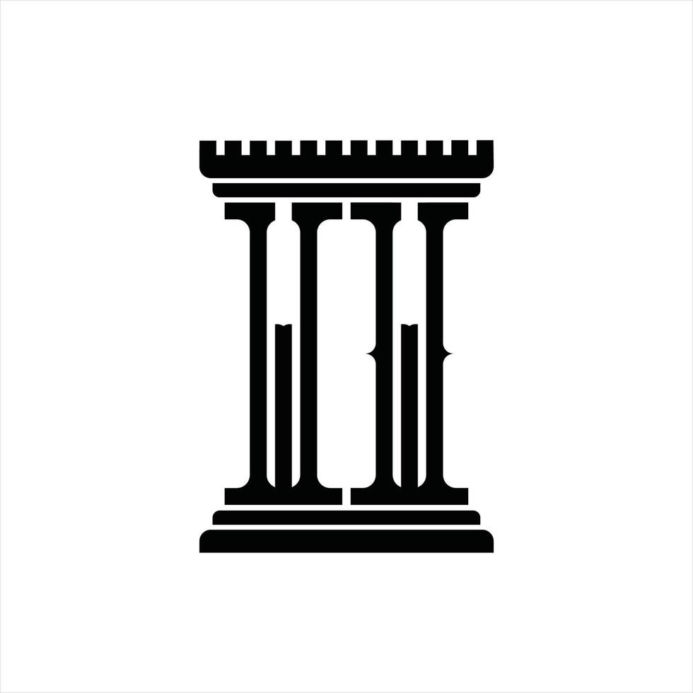 monograma de logotipo ww com modelo de design de forma de pilar vetor