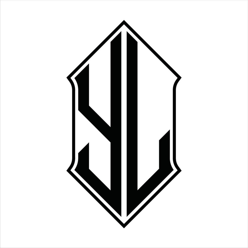 monograma do logotipo yl com forma de escudo e modelo de design de contorno resumo do ícone do vetor