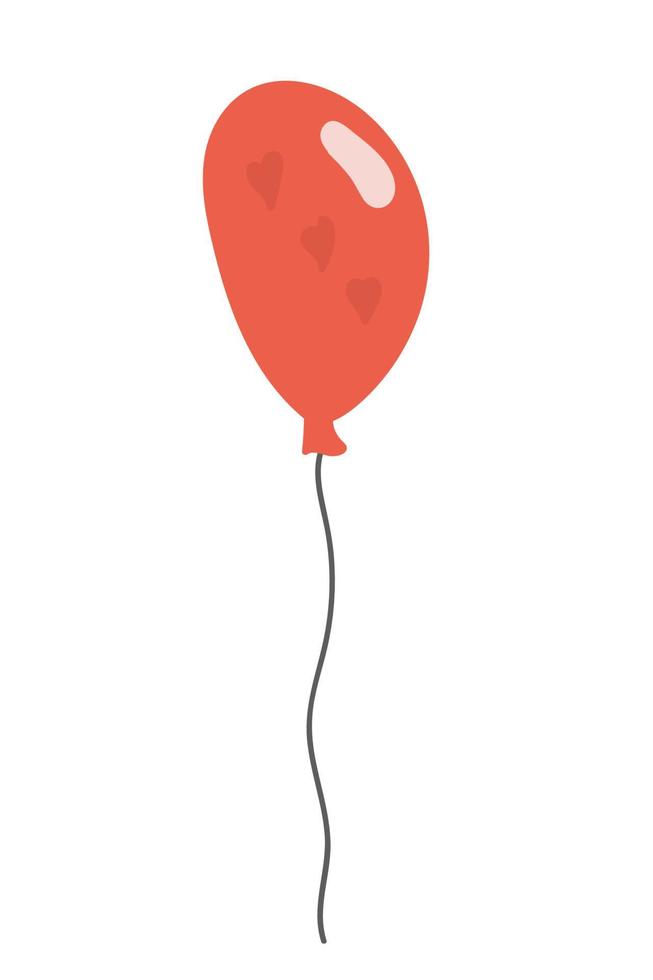 esboço de vetor de balão de ar. ilustração desenhada à mão dos desenhos animados. balão de ar com pequenos corações.