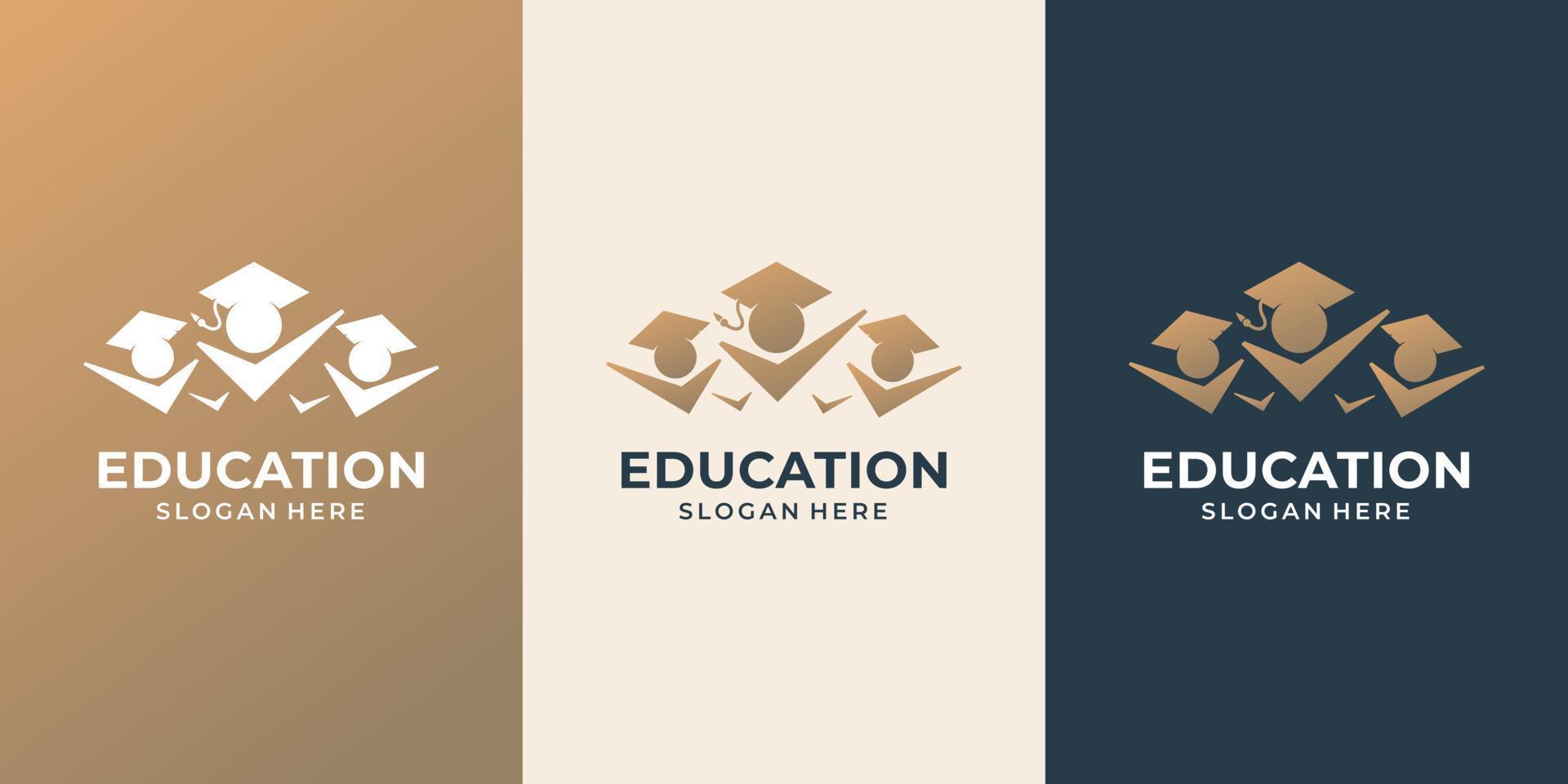 logotipos de consultoria de estudante de sucesso definem coleção de design de inspiração de cor dourada. vetor