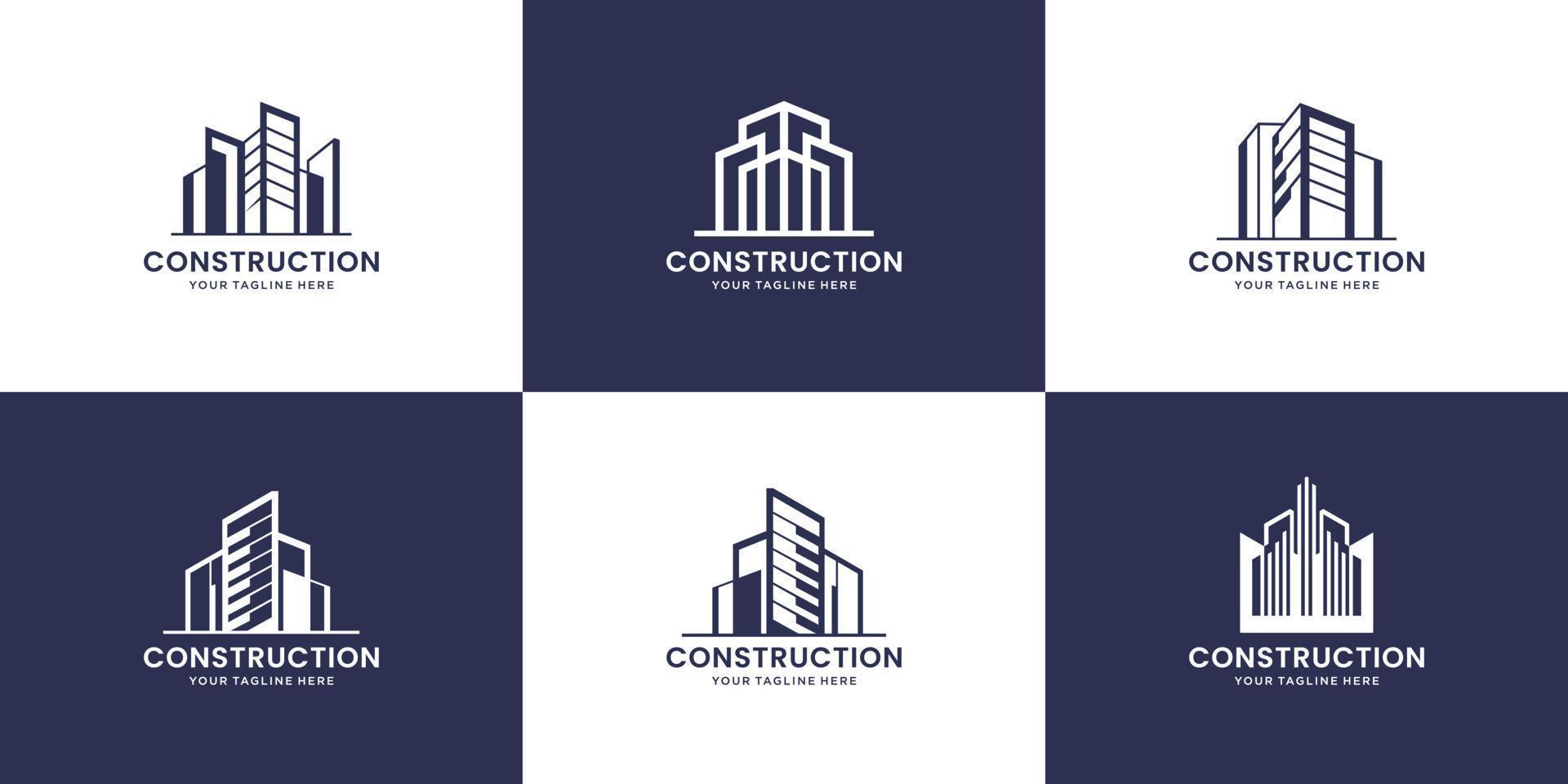 modelo de logotipo de construção. arquitetos, edifícios modernos, para empresas de construção e arquitetos logo vetor