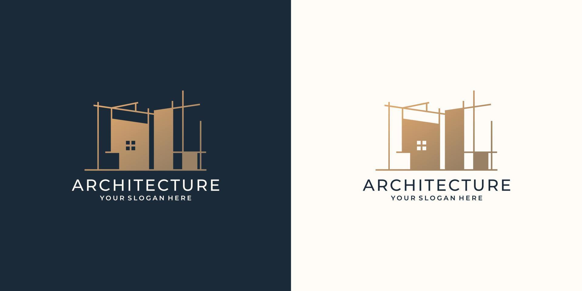 modelo de design de logotipo de arquitetura. construção de casa de renovação minimalista para empresa de negócios. vetor
