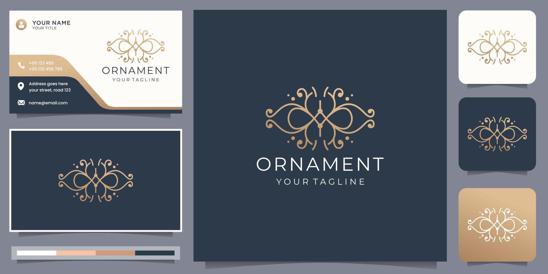 conceito de logotipo de ornamento minimalista estilo de arte de linha e modelo de inspiração de layout de design de cartão de visita vetor