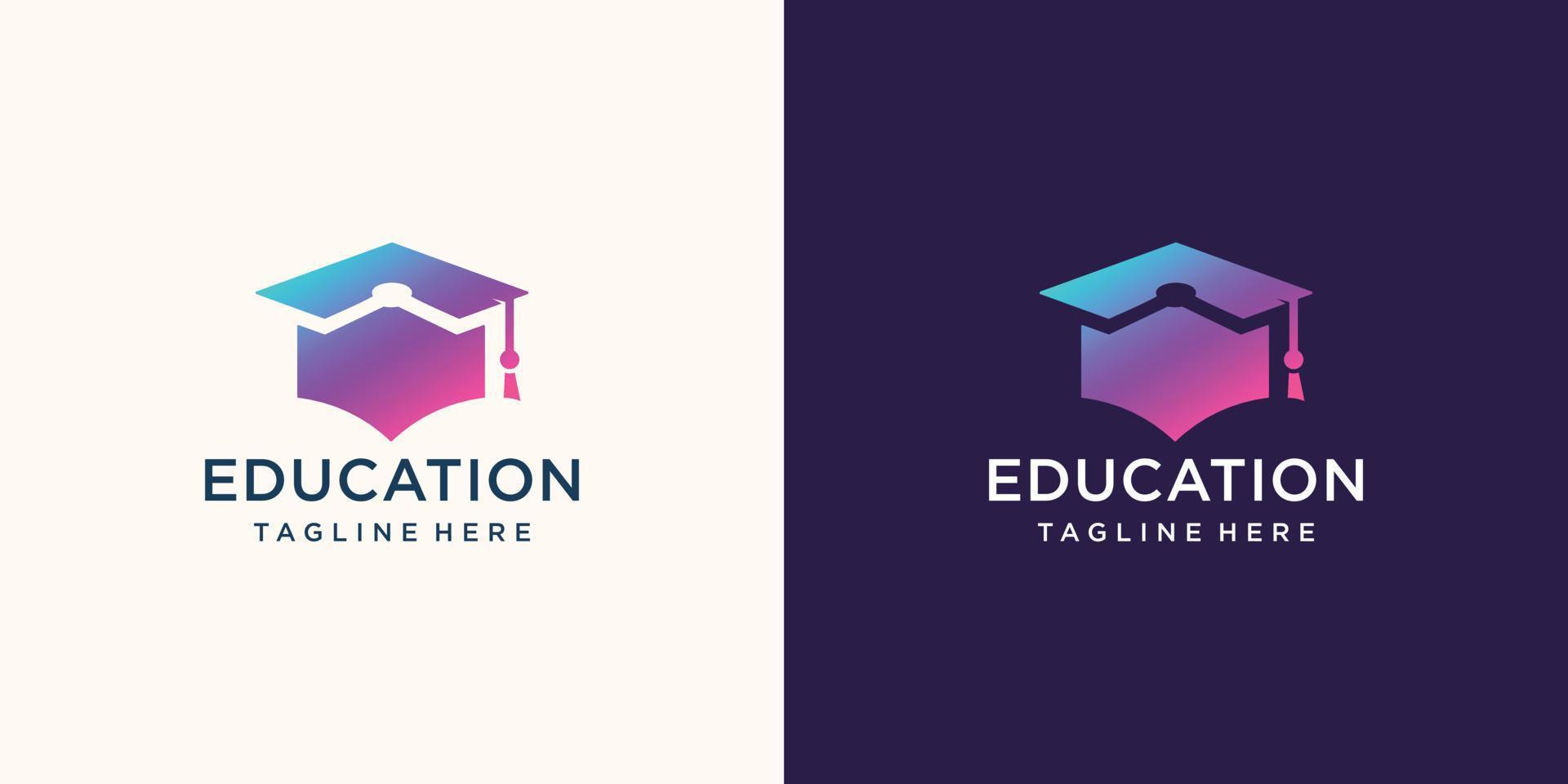 educação para gradiente de cores do logotipo de formatura melhor para escola, universidade, faculdade, logotipo de pós-graduação. vetor