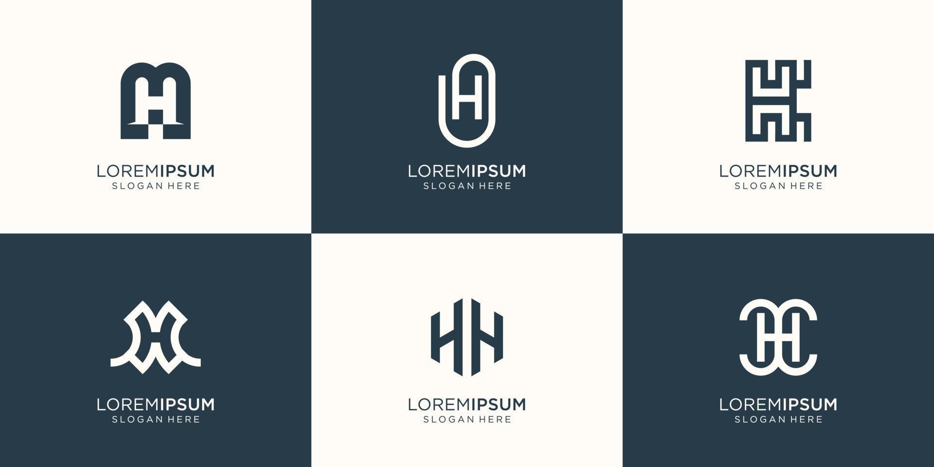 template.icon de design de logotipo de letra h de coleção para negócios de identidade, corporativo, design de mega pacote. vetor