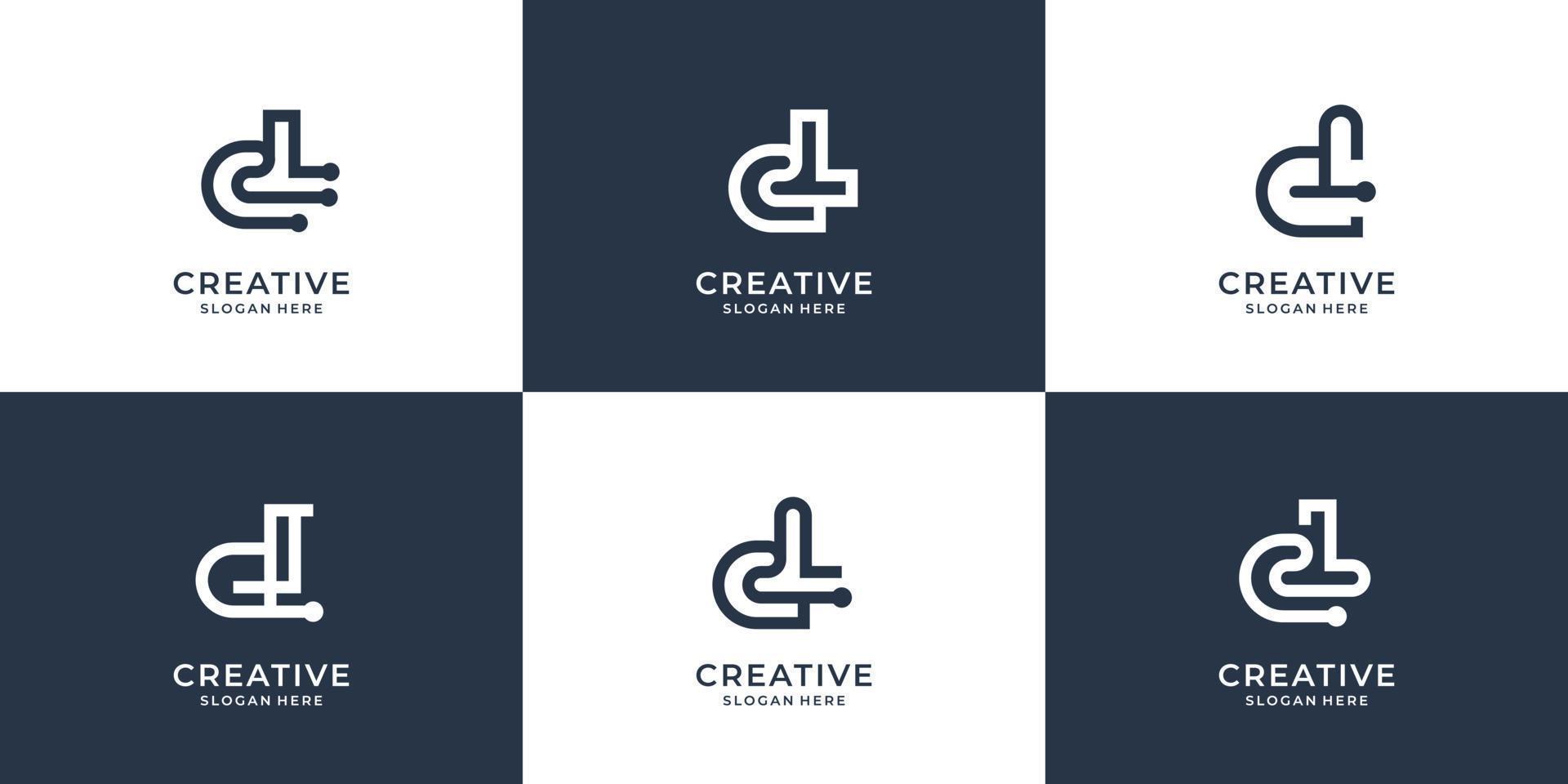 conjunto de logotipo criativo template.initial de design de letra d para tecnologia de negócios, luxo, logotipo digital. vetor