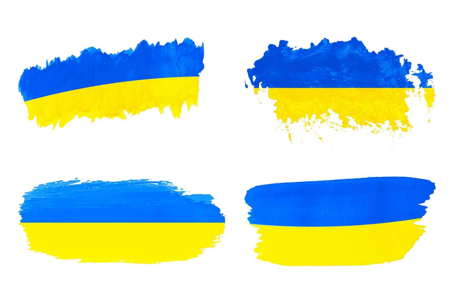 conjunto de bandeiras ucranianas com pinceladas vetor