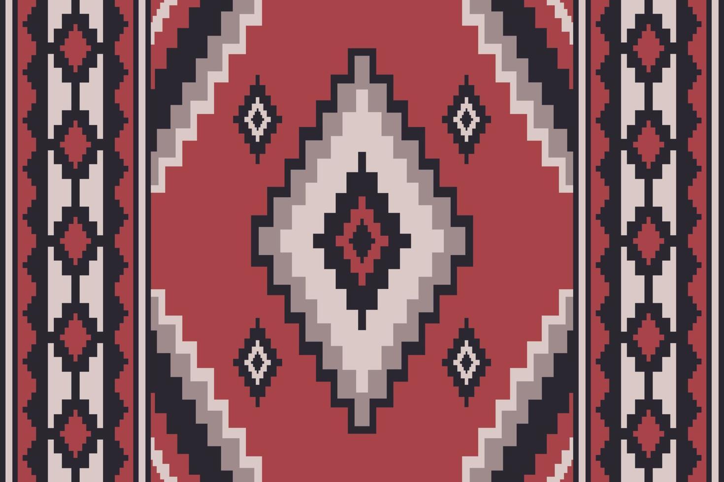 padrão geométrico sudoeste étnico. padrão sem emenda de forma de diamante quadrado colorido vintage com borda. uso padrão kilim para carpete, tapetes de área, tapeçaria, tapete, cobertor, elemento de decoração de casa. vetor