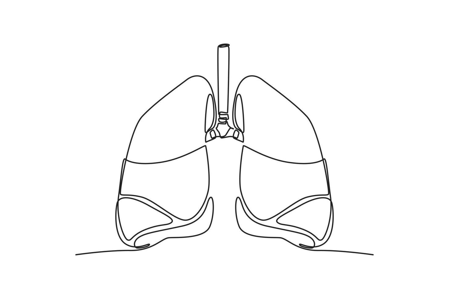 Anatomia dos pulmões de desenho de uma única linha. conceito de órgão humano. ilustração em vetor gráfico de desenho de desenho de linha contínua.