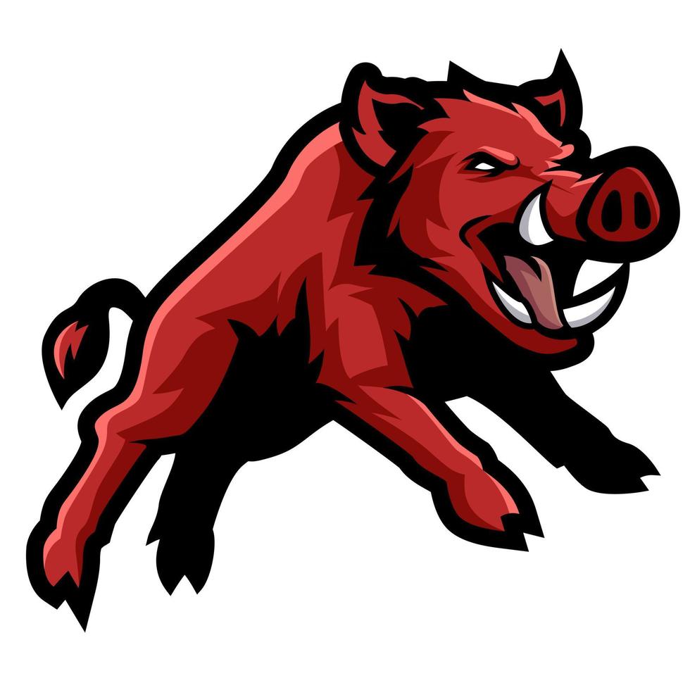 ilustração de design vetorial de mascote de porco selvagem ou javali vetor