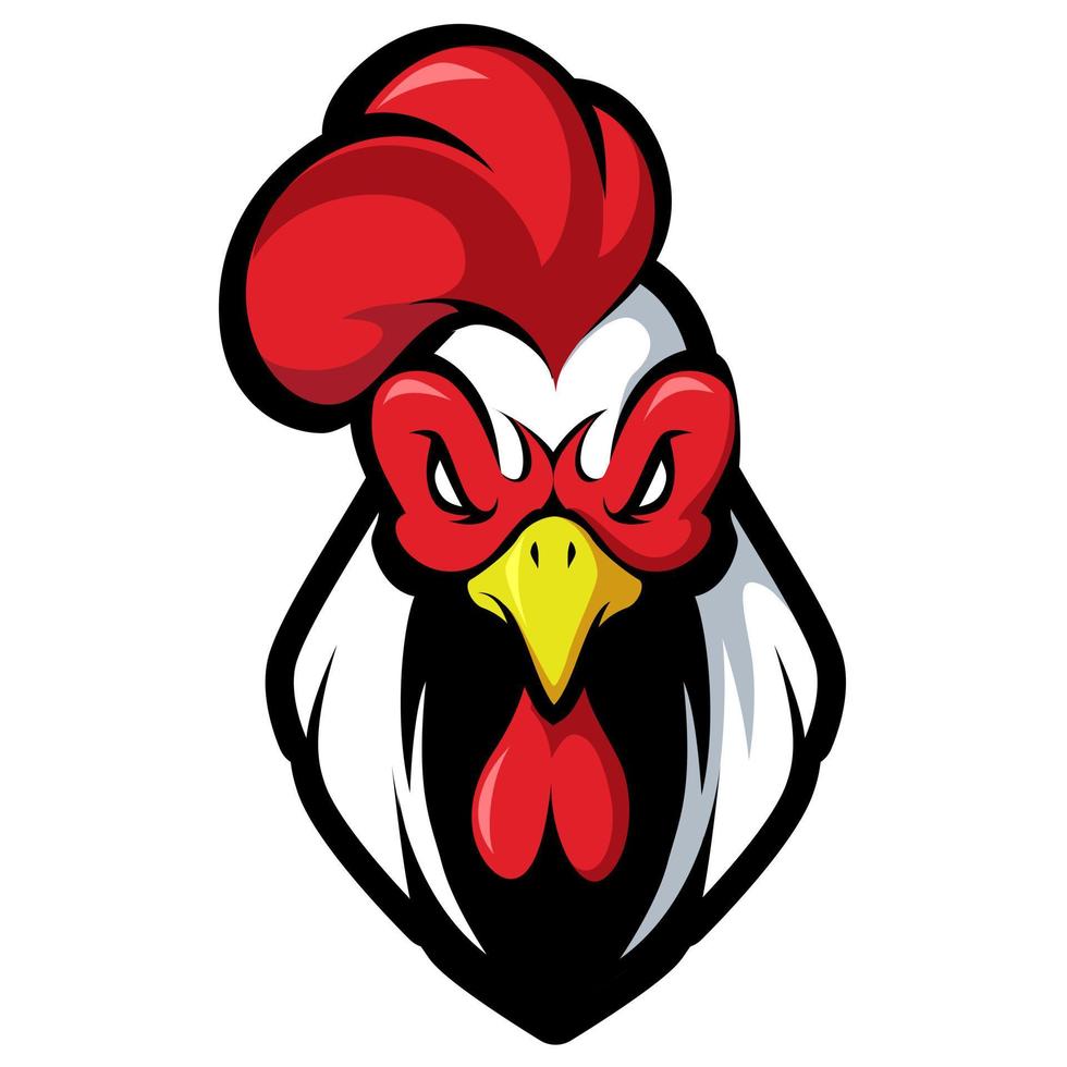 vetor de logotipo de design de mascote de cabeça de galo de frango