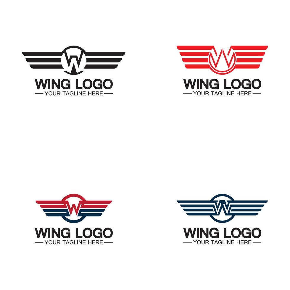 letra w para design de logotipo de asas, combinação letra w e asas vetor