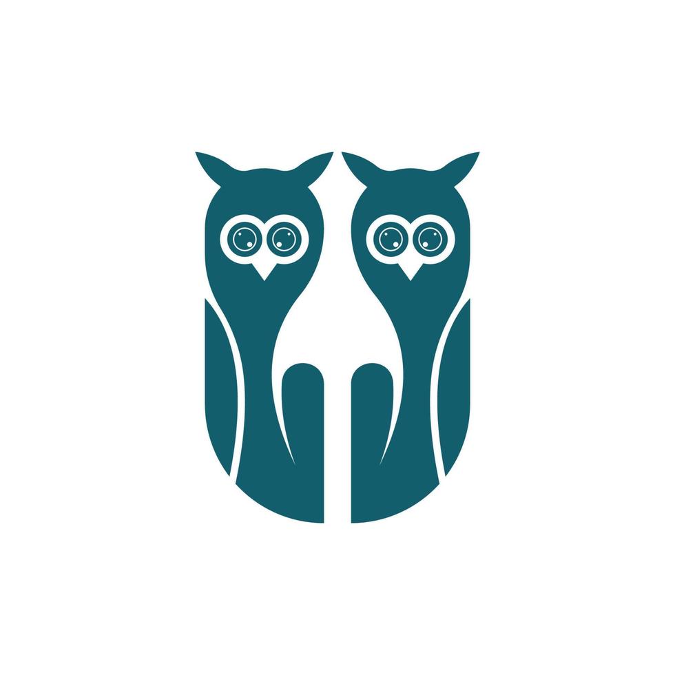 animal de design de ícone de logotipo de coruja e negócios simples vetor