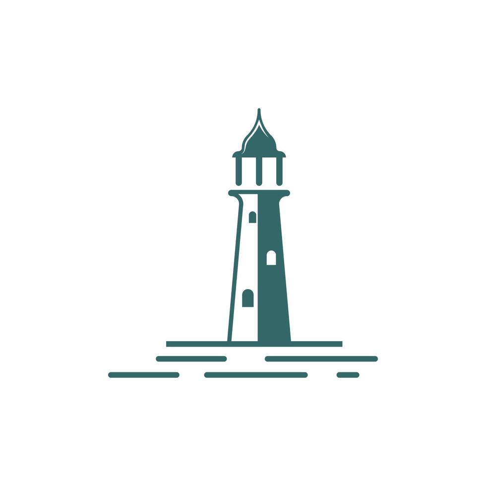 logotipo do ícone do farol e ilustração vetorial design da torre do farol vetor