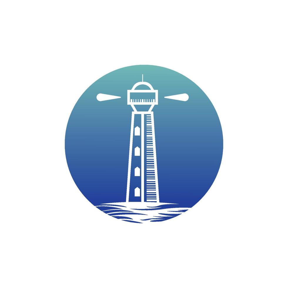 logotipo do ícone do farol e ilustração vetorial design da torre do farol vetor