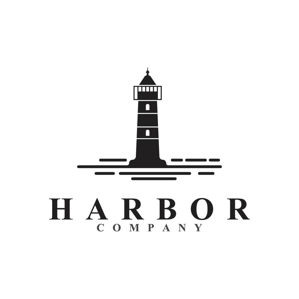 logotipo do ícone do farol e ilustração vetorial design da torre do farol vetor