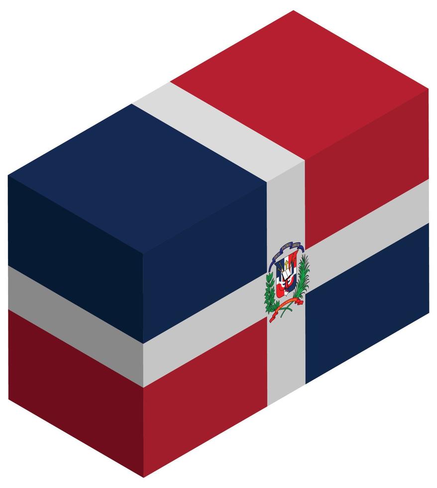 bandeira nacional da república dominicana - renderização 3d isométrica. vetor