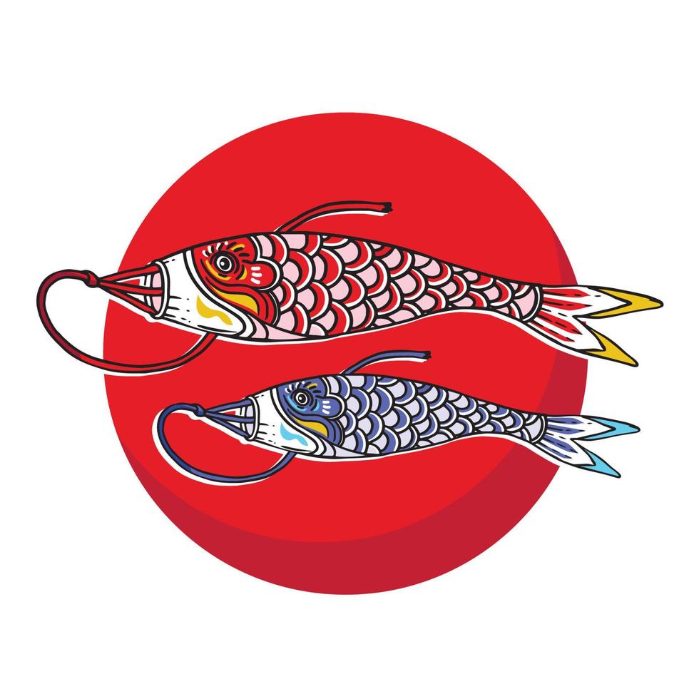 ilustração de cartaz de peixe de objeto de japão vetor