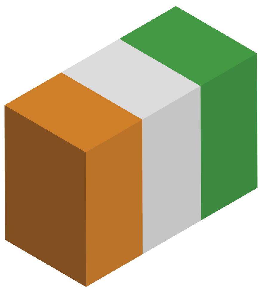 bandeira nacional da costa do marfim - renderização 3d isométrica. vetor