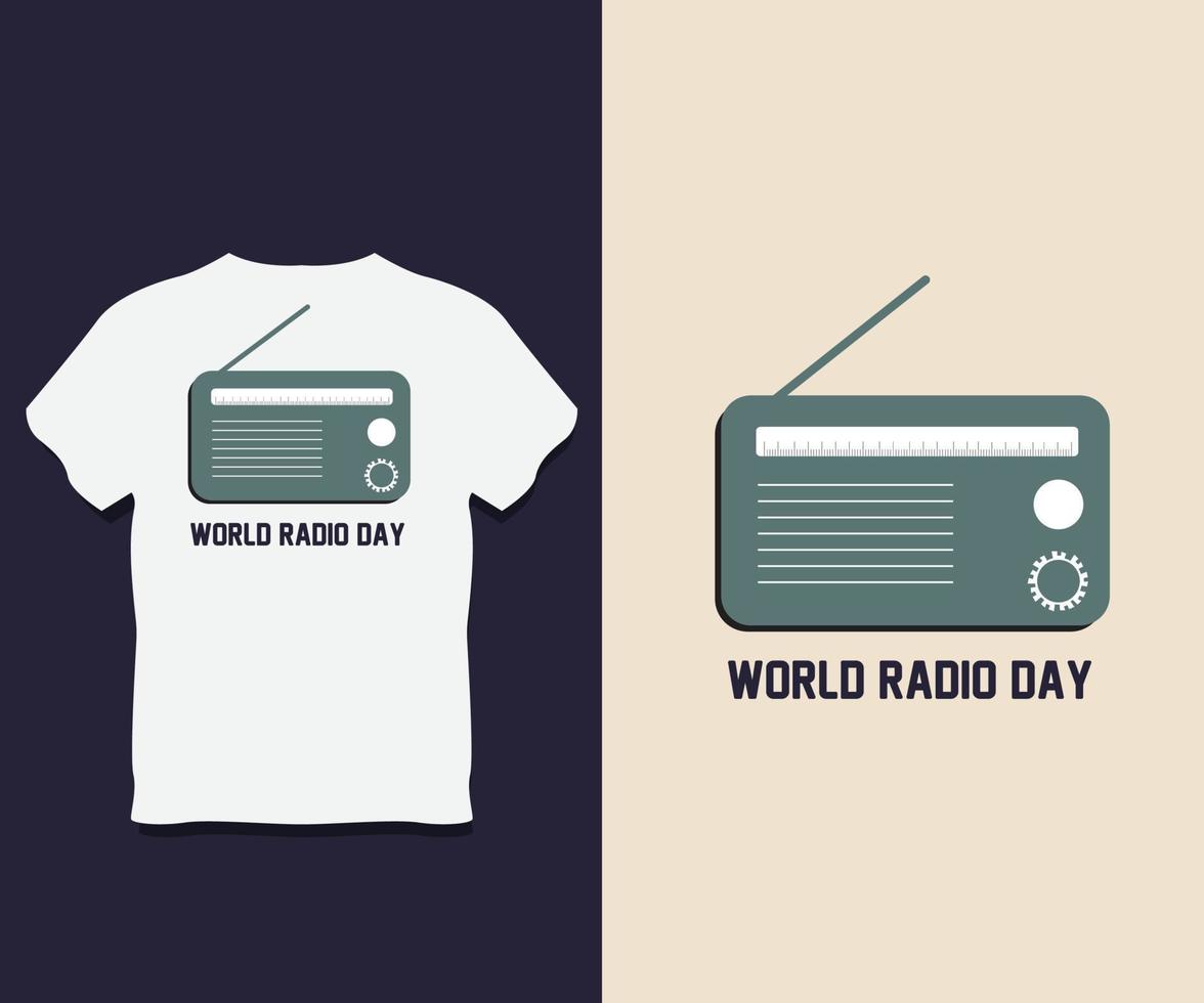design de camiseta de tipografia do dia mundial do rádio vetor