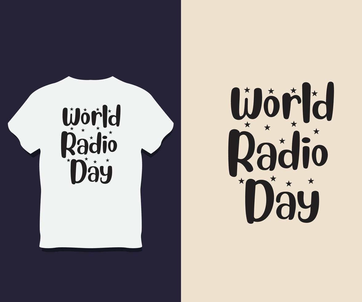 design de camiseta de tipografia do dia mundial do rádio vetor