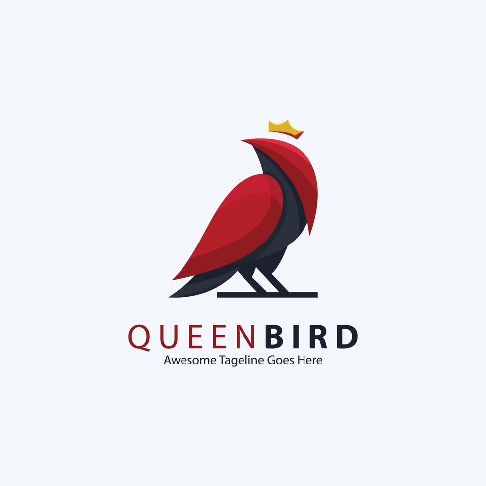 logotipo de vetor de pássaro rainha, inspiração de modelo de logotipo.