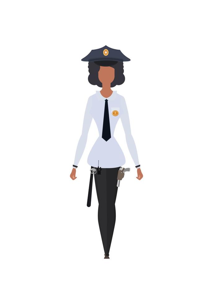 jovem oficial feminina, ilustração vetorial de personagem feminina militar profissional vetor