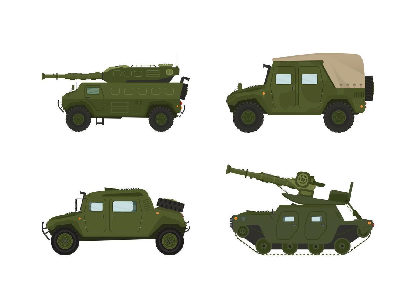 transporte de veículo de transporte pessoal na coleção de conjunto de guerra militar. ilustração vetorial vetor