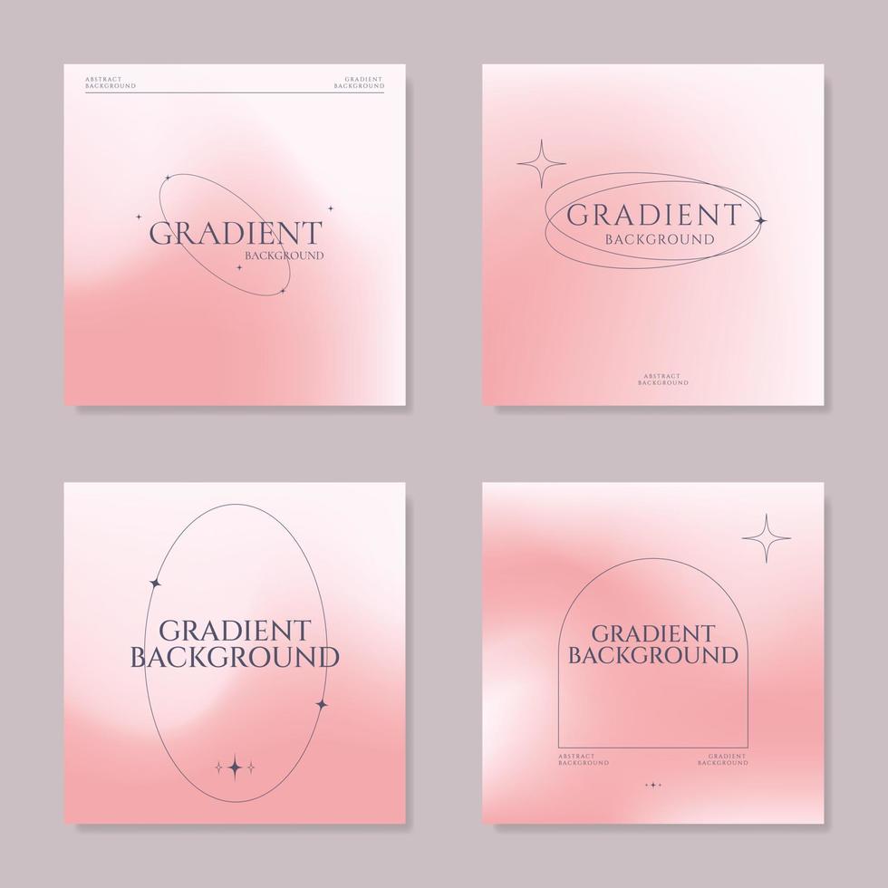 conjunto de modelos minimalistas de fundo gradiente suave. textura de borrão suave elegante em cores pastel quentes. design vetorial para capas, cartazes, panfletos, apresentações, cartões, banners, propaganda. vetor