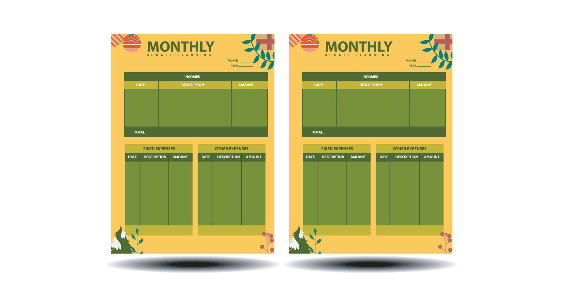 modelos de páginas de planejador de vetor de design moderno. planejadores diários, semanais, mensais, de projeto, orçamento e refeições com ilustração vetorial de ativos para orçamento em plano no formato eps 10