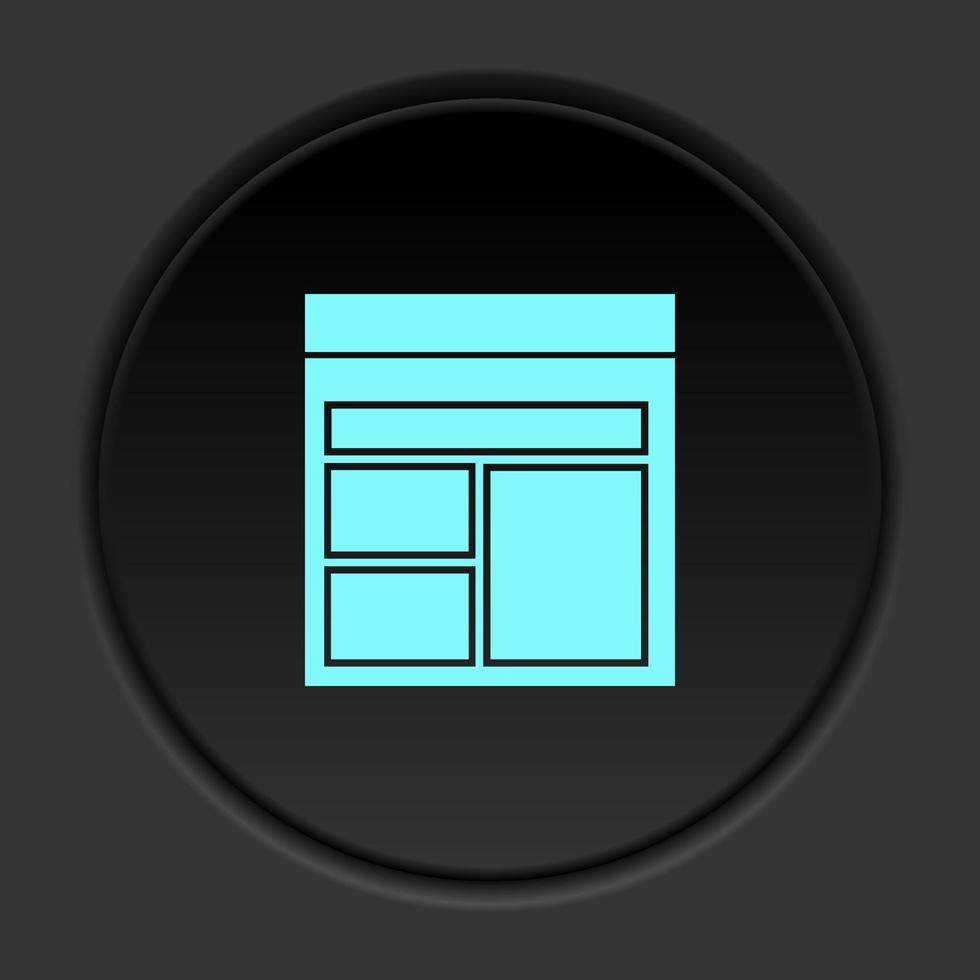 ícone de botão redondo, banco de dados, servidor, modelo. banner de botão redondo, interface de crachá para ilustração de aplicativo em fundo escuro vetor