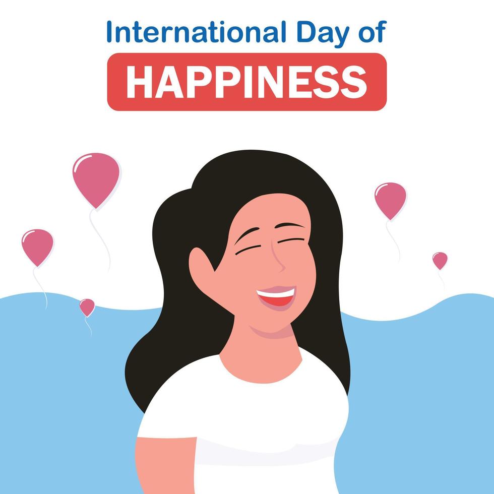 gráfico vetorial de ilustração de uma mulher rindo alegremente, perfeito para o dia internacional, dia internacional da felicidade, comemorar, cartão de felicitações, etc. vetor