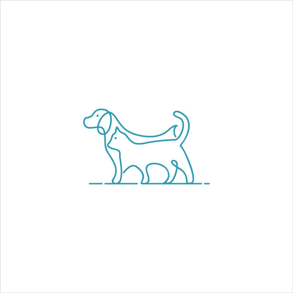 design de logotipo simples de cachorro e gato vetor