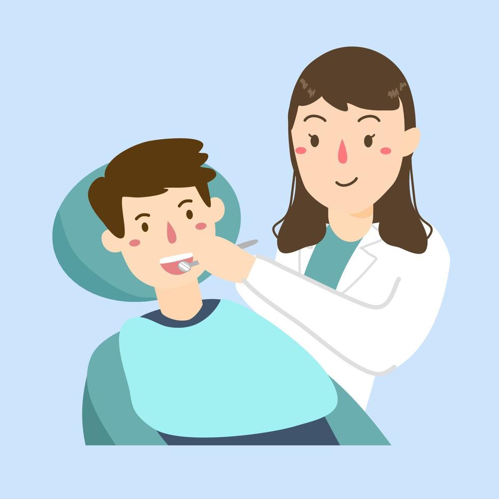 vetor dentista feminina fazendo trabalho odontológico