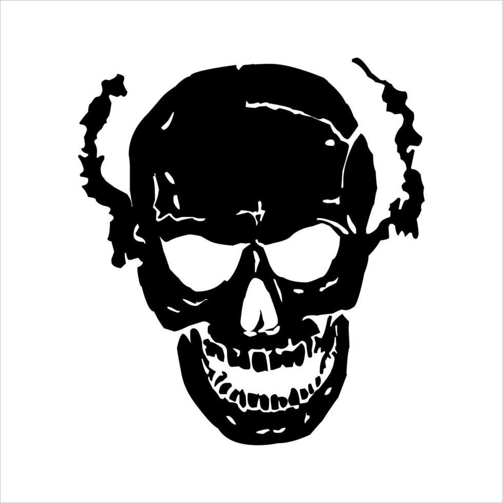 logotipo do crânio de esqueleto humano, silhueta de caveira isolada no fundo branco. vetor de caveira, horrível clipart de silhueta de cabeça de caveira humana