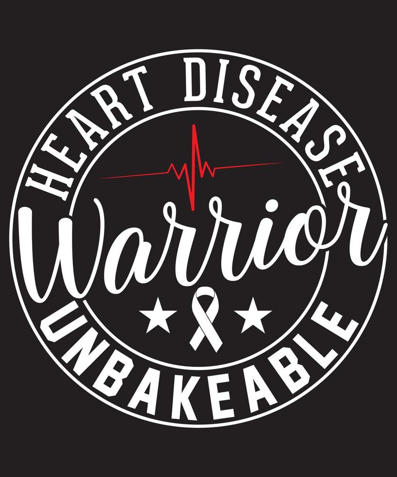 camiseta design.eps do guerreiro da doença cardíaca unbakeable vetor