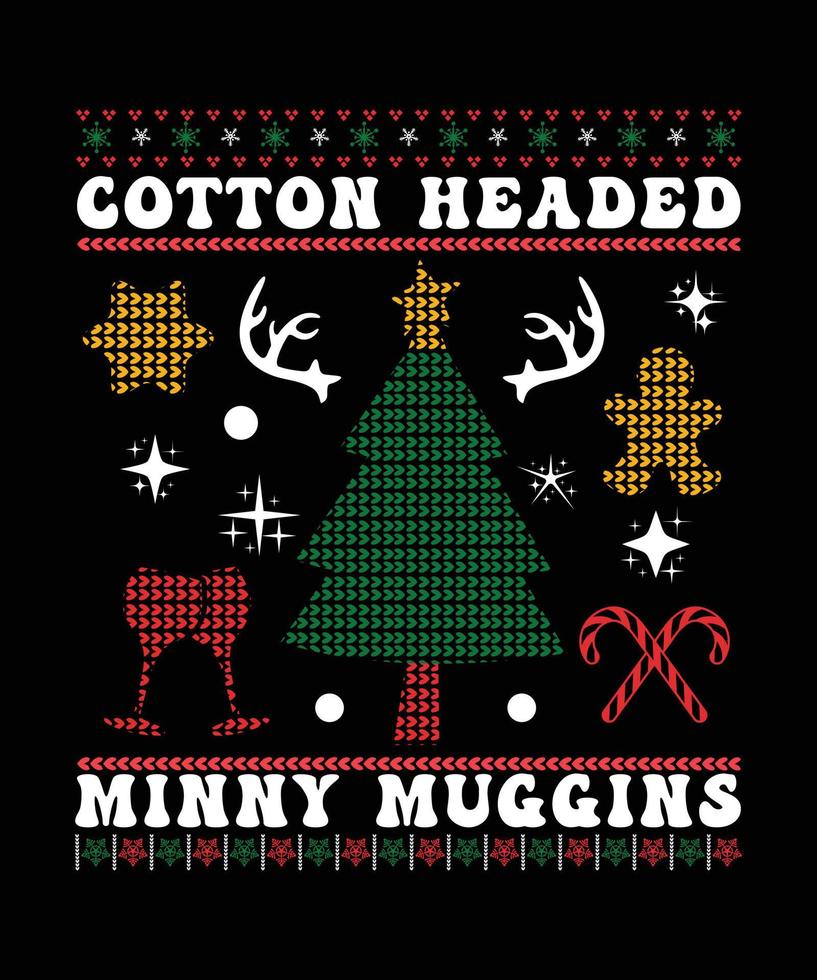 design de camiseta minny muggins com cabeça de algodão vetor