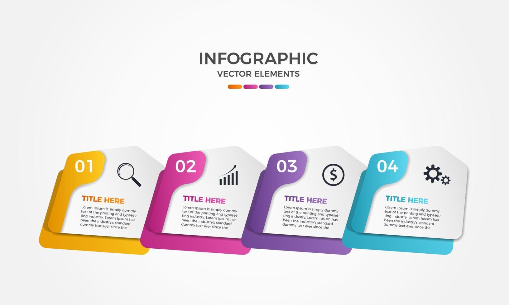 design de modelo de apresentação de infográfico de negócios modernos de quatro etapas, elementos de infográfico criativos de 4 etapas vetor