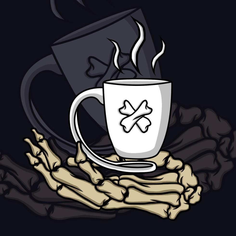 café em uma sombra de mão e destaque ilustração de camiseta de vetor gráfico