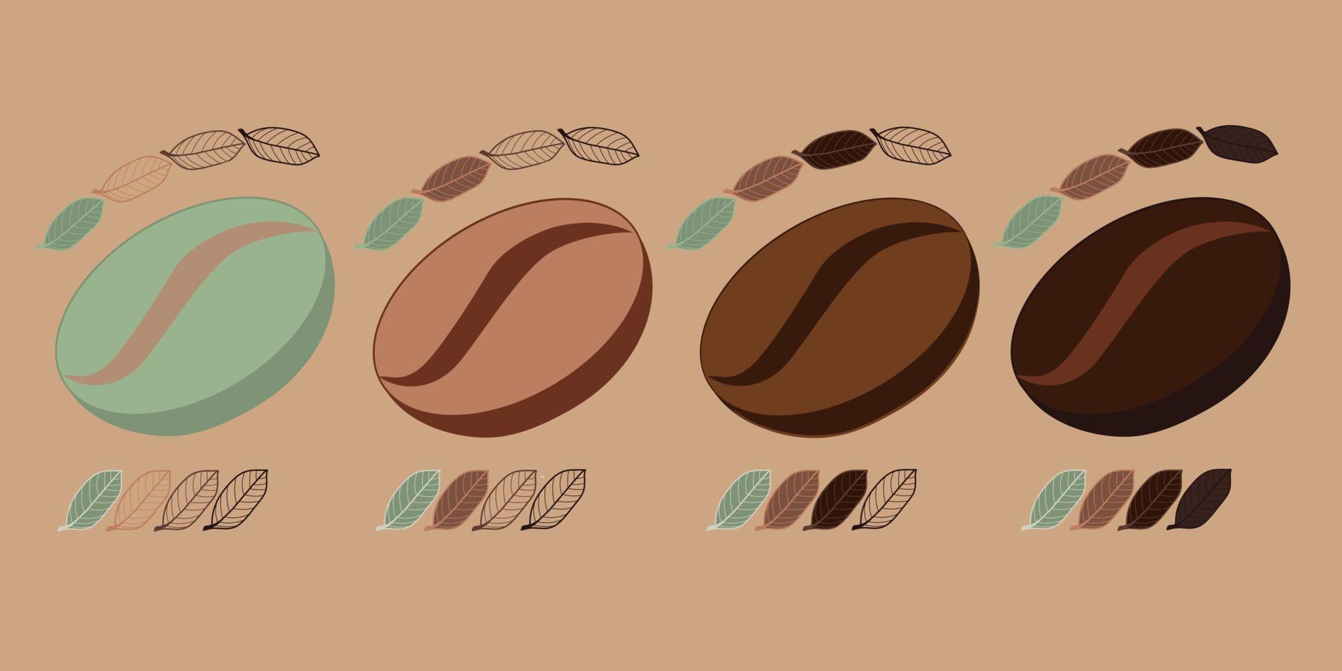 ilustração de folhas de nível de torrefação de café para design vetor