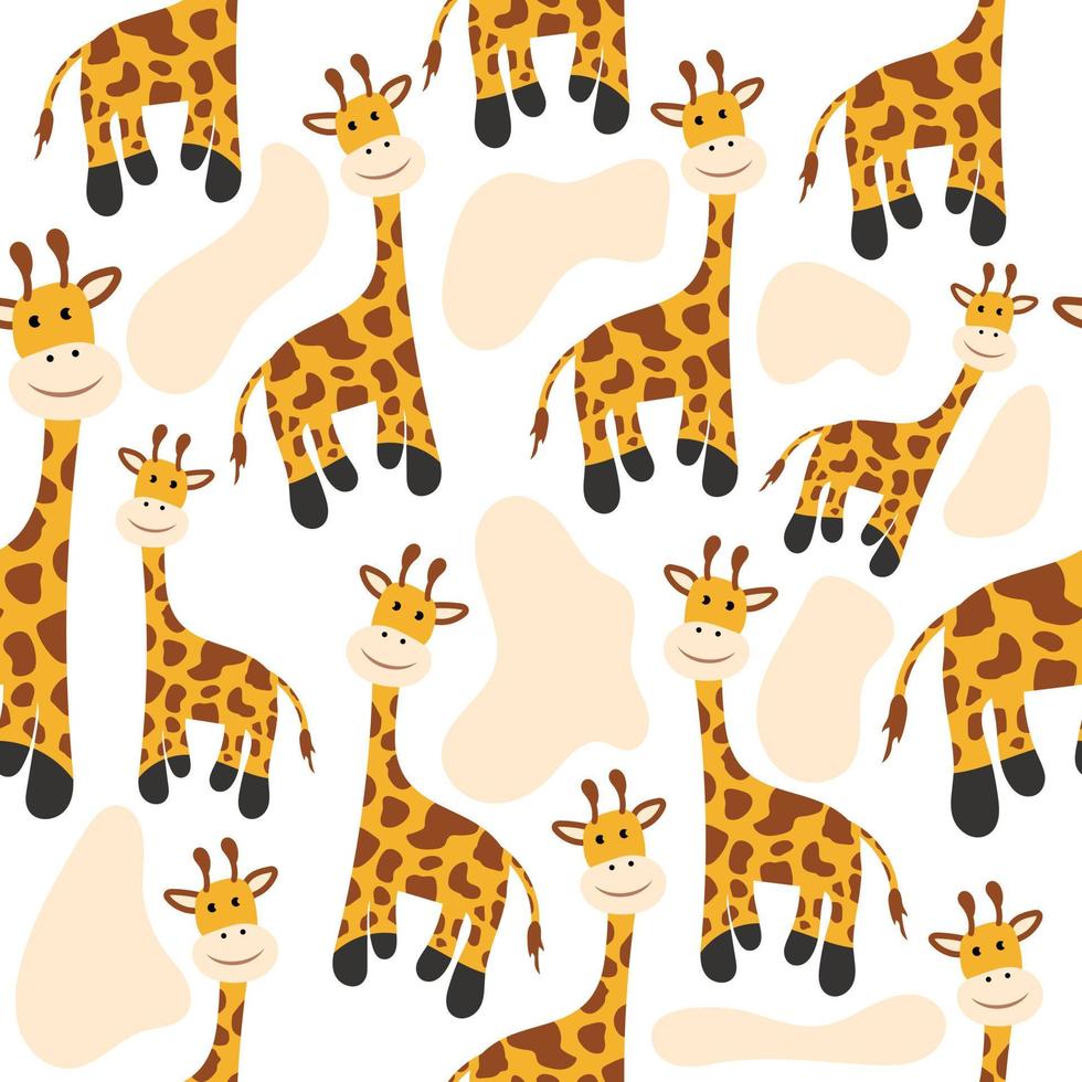 padrão de fundo de girafa engraçado dos desenhos animados vetor