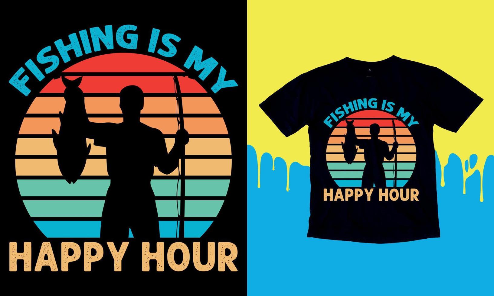 pescar é meu happy hour - vetor de modelo de design de camiseta de pesca.